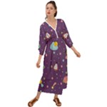 Space Travels Seamless Pattern Vector Cartoon Grecian Style  Maxi Dress