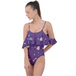 Space Travels Seamless Pattern Vector Cartoon Drape Piece Swimsuit