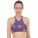 Space Travels Seamless Pattern Vector Cartoon Halter Bikini Top