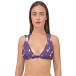Space Travels Seamless Pattern Vector Cartoon Double Strap Halter Bikini Top