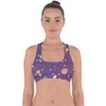 Space Travels Seamless Pattern Vector Cartoon Cross Back Hipster Bikini Top 