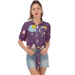Space Travels Seamless Pattern Vector Cartoon Tie Front Shirt 
