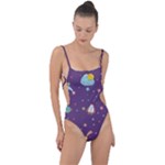 Space Travels Seamless Pattern Vector Cartoon Tie Strap One Piece Swimsuit