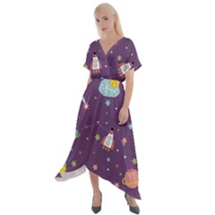 Cross Front Sharkbite Hem Maxi Dress 