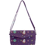 Space Travels Seamless Pattern Vector Cartoon Removable Strap Clutch Bag