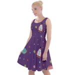 Space Travels Seamless Pattern Vector Cartoon Knee Length Skater Dress