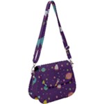 Space Travels Seamless Pattern Vector Cartoon Saddle Handbag