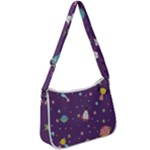 Space Travels Seamless Pattern Vector Cartoon Zip Up Shoulder Bag