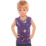 Space Travels Seamless Pattern Vector Cartoon Kids  Sport Tank Top