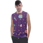 Space Travels Seamless Pattern Vector Cartoon Men s Regular Tank Top