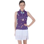 Space Travels Seamless Pattern Vector Cartoon Women s Sleeveless Polo T-Shirt