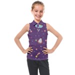 Space Travels Seamless Pattern Vector Cartoon Kids  Sleeveless Polo T-Shirt