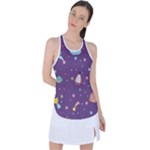 Space Travels Seamless Pattern Vector Cartoon Racer Back Mesh Tank Top