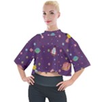 Space Travels Seamless Pattern Vector Cartoon Mock Neck T-Shirt