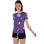 Space Travels Seamless Pattern Vector Cartoon Back Circle Cutout Sports T-Shirt
