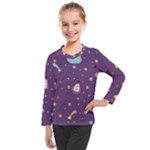 Space Travels Seamless Pattern Vector Cartoon Kids  Long Mesh T-Shirt