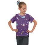 Space Travels Seamless Pattern Vector Cartoon Kids  Mesh Piece T-Shirt