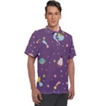 Space Travels Seamless Pattern Vector Cartoon Men s Polo T-Shirt