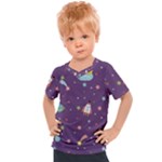 Space Travels Seamless Pattern Vector Cartoon Kids  Sports T-Shirt