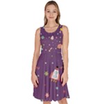 Space Travels Seamless Pattern Vector Cartoon Knee Length Skater Dress With Pockets