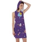 Space Travels Seamless Pattern Vector Cartoon Racer Back Hoodie Dress