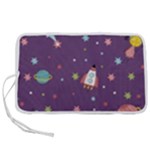 Space Travels Seamless Pattern Vector Cartoon Pen Storage Case (M)