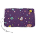 Space Travels Seamless Pattern Vector Cartoon Pen Storage Case (L)
