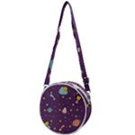 Space Travels Seamless Pattern Vector Cartoon Crossbody Circle Bag