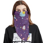 Space Travels Seamless Pattern Vector Cartoon Face Covering Bandana (Triangle)