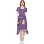 Space Travels Seamless Pattern Vector Cartoon High Low Boho Dress