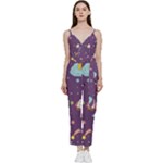 Space Travels Seamless Pattern Vector Cartoon V-Neck Camisole Jumpsuit