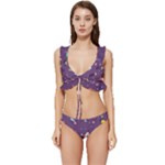 Space Travels Seamless Pattern Vector Cartoon Low Cut Ruffle Edge Bikini Set