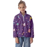Space Travels Seamless Pattern Vector Cartoon Kids  Half Zip Hoodie