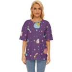 Space Travels Seamless Pattern Vector Cartoon Oversized Basic T-Shirt