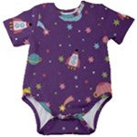 Space Travels Seamless Pattern Vector Cartoon Baby Short Sleeve Bodysuit