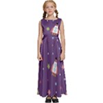 Space Travels Seamless Pattern Vector Cartoon Kids  Satin Sleeveless Maxi Dress