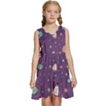 Space Travels Seamless Pattern Vector Cartoon Kids  Sleeveless Tiered Mini Dress