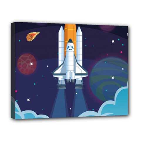 Spaceship Milkyway Galaxy Canvas 14  x 11  (Stretched) from ArtsNow.com