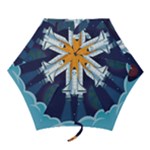 Spaceship Milkyway Galaxy Mini Folding Umbrellas