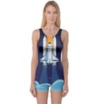 Spaceship Milkyway Galaxy One Piece Boyleg Swimsuit