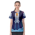 Spaceship Milkyway Galaxy Women s Sport Mesh T-Shirt