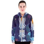 Spaceship Milkyway Galaxy Women s Zipper Hoodie