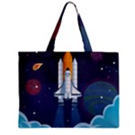 Spaceship Milkyway Galaxy Zipper Mini Tote Bag