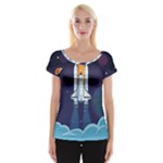 Spaceship Milkyway Galaxy Cap Sleeve Top