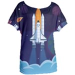 Spaceship Milkyway Galaxy Women s Oversized T-Shirt