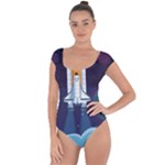 Spaceship Milkyway Galaxy Short Sleeve Leotard 