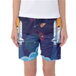 Spaceship Milkyway Galaxy Women s Basketball Shorts