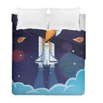 Spaceship Milkyway Galaxy Duvet Cover Double Side (Full/ Double Size)