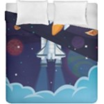 Spaceship Milkyway Galaxy Duvet Cover Double Side (King Size)