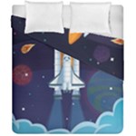 Spaceship Milkyway Galaxy Duvet Cover Double Side (California King Size)